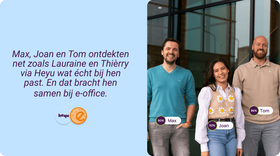 Max, Joan en Tom vonden al eerder hun match bij e-office